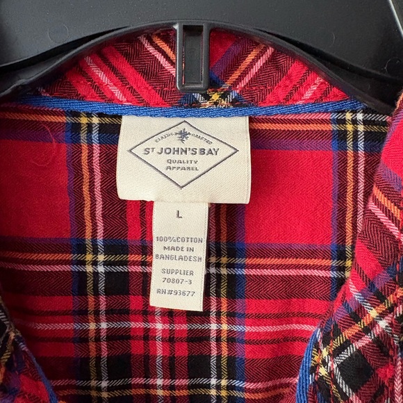 St. John's Bay Vibrant Red Plaid Shirt - Picture 2 of 3